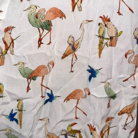 Zara Womens Bird Print Lightweight Blouse - Size L - Flamingo - Picture 5 of 5